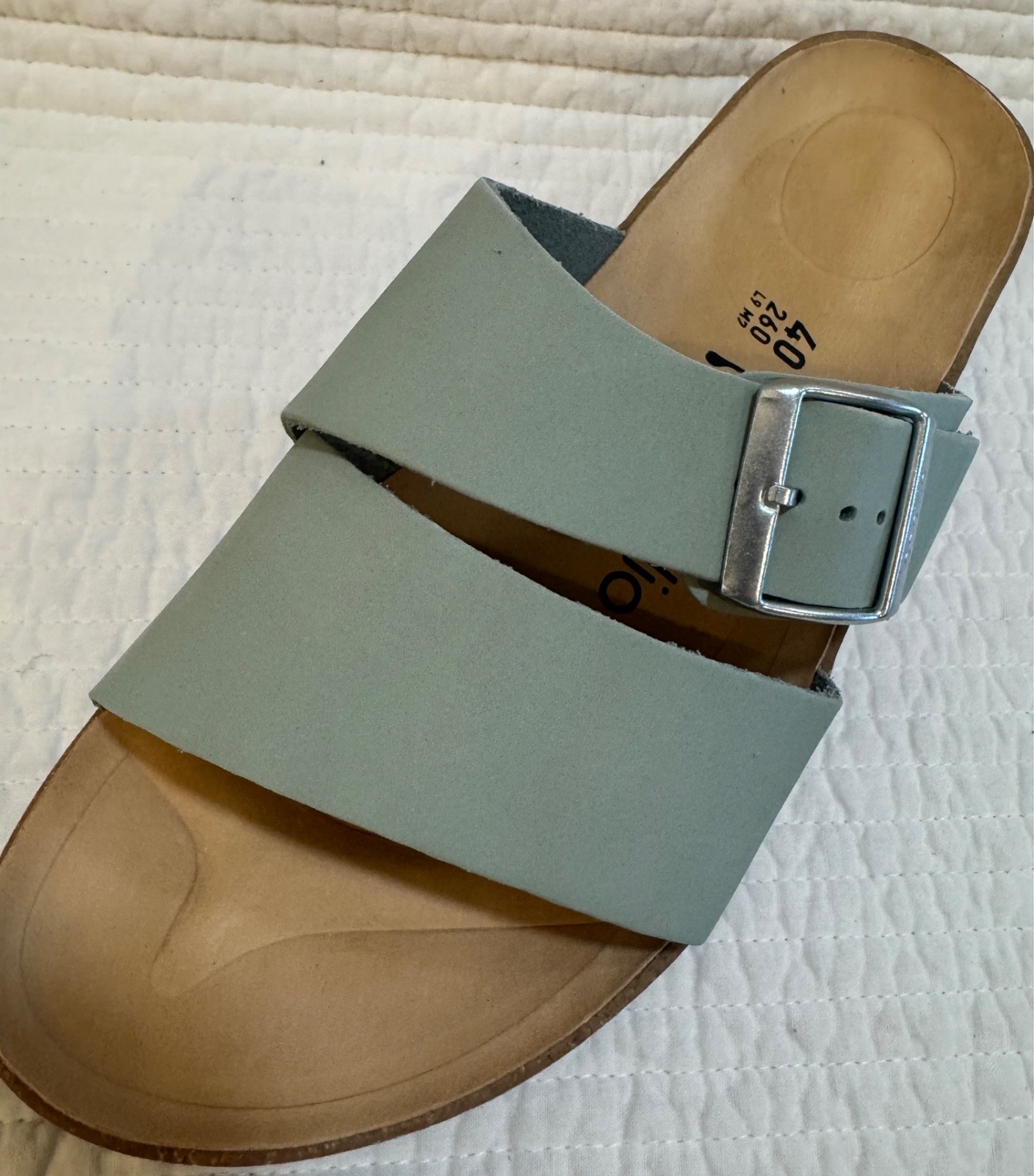 BIRKENSTOCK PAPILLIO ALMINA NUBUCK LEATHER PURE SAGE GREEN 40 Ladies 9 Narrow