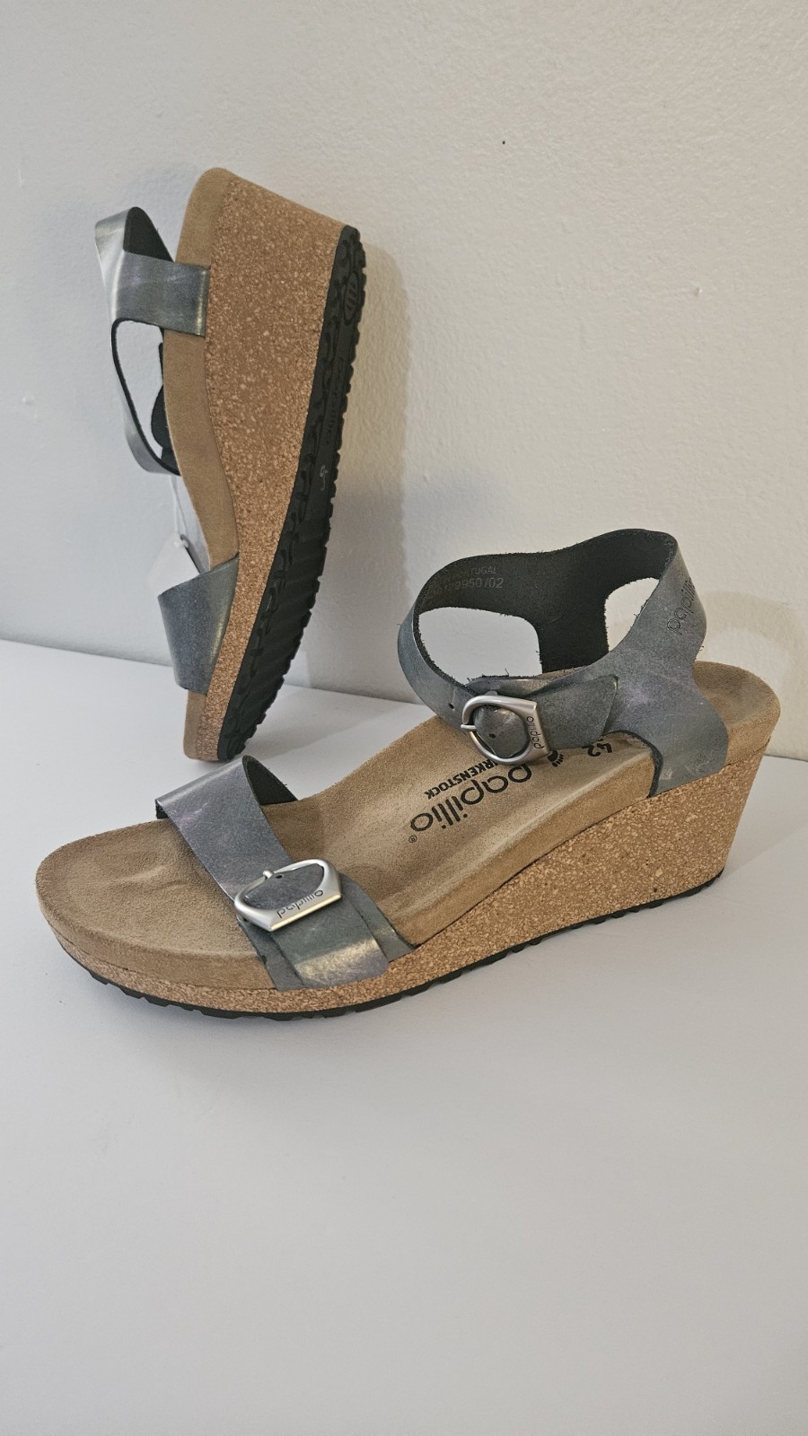 Birkenstock Papillio Size 7 EU 38 Soley Adjustable Wedge Sandals Leather
