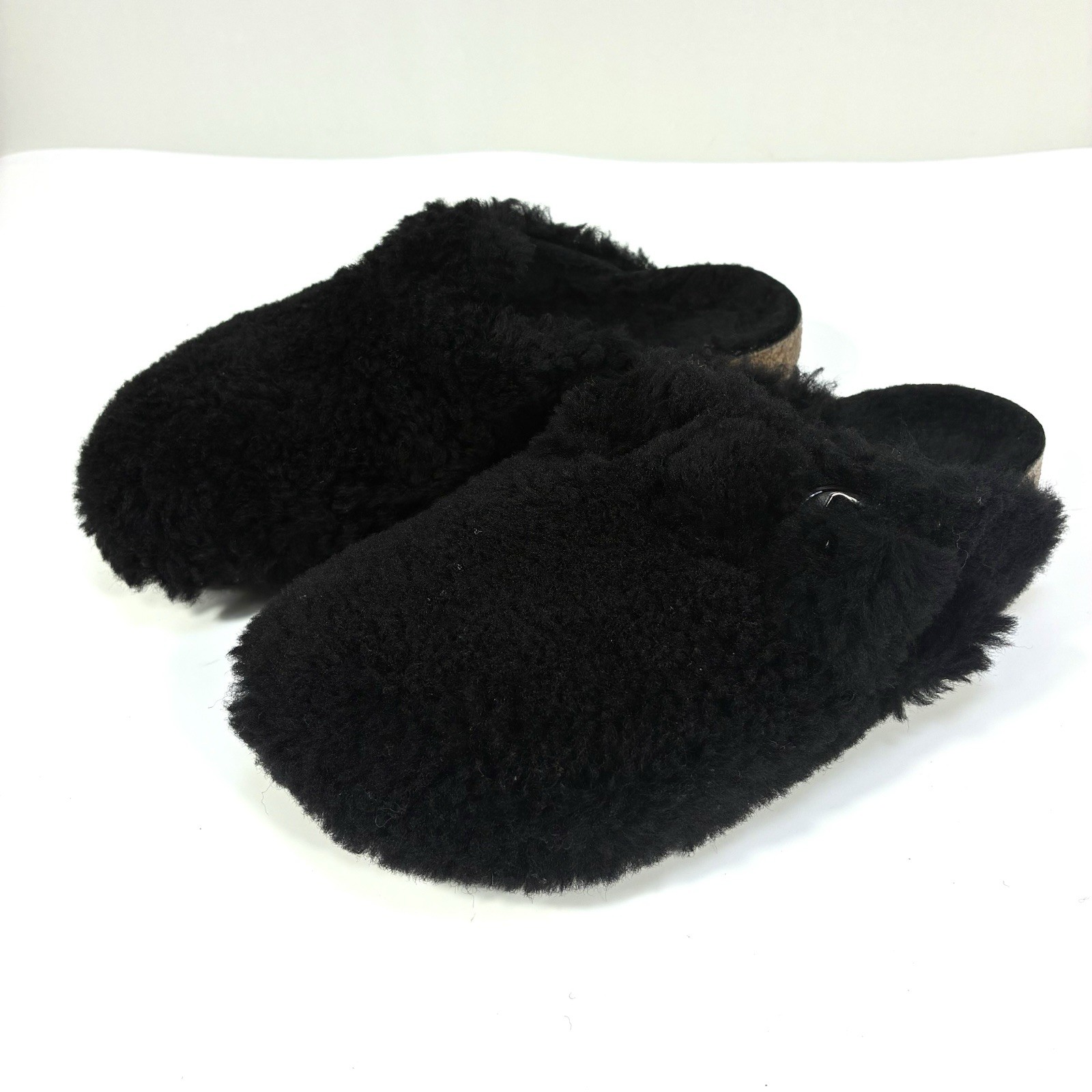 Birkenstock Boston Genuine Shearling Mule Big Buckle Black EU 37 38 39 NEW