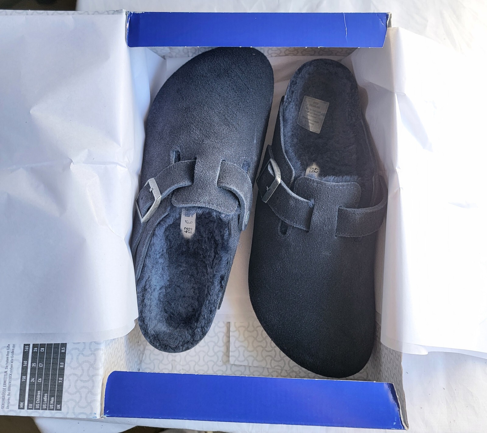 Birkenstock Boston Shearling Color Midnight Suede Regular Wide