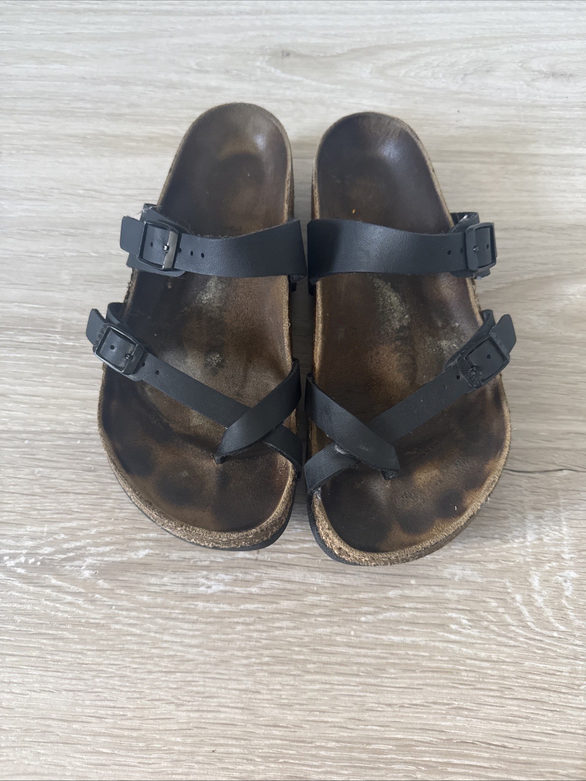 Birkenstock MAYARI Toe-Loop Slide Flat Sandals Size 39 Regular Black Leather