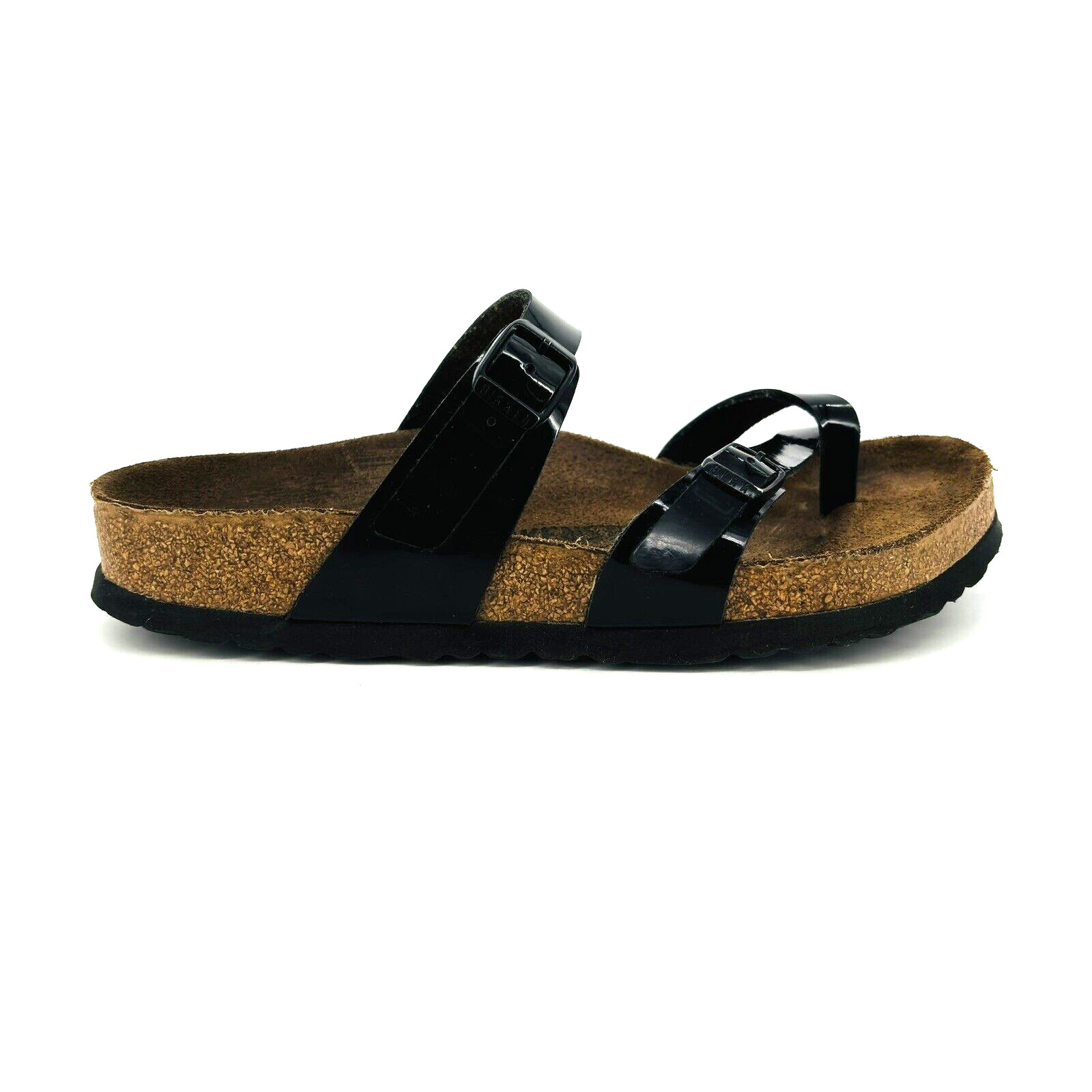 Women 7 38 Regular Birkenstock Mayari Black Patent Birko Flor Birkoflor Toe Ring