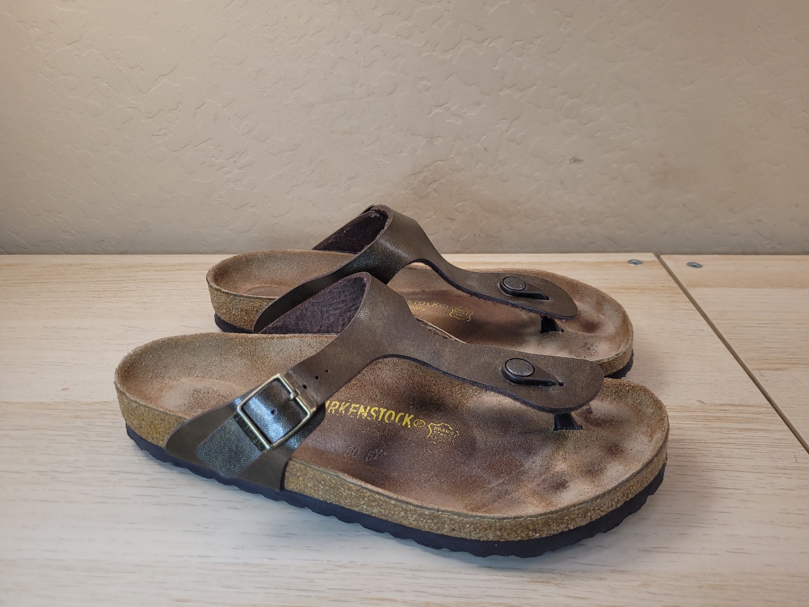 Birkenstock Gizeh Womens 9 Metallic Bronze Birko-Flor Thong Sandal