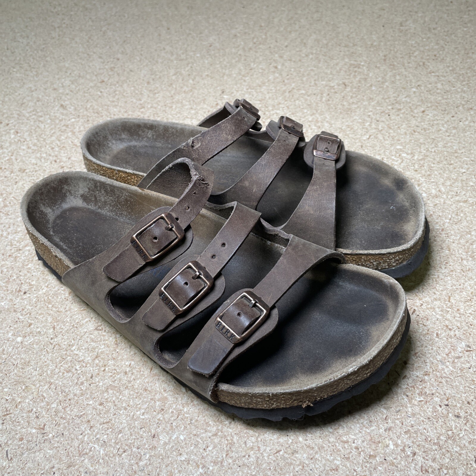 Women’s Birkenstock Florida Brown 3 Strap Sandals Sz  38  7.5 Boho Grunge Indie