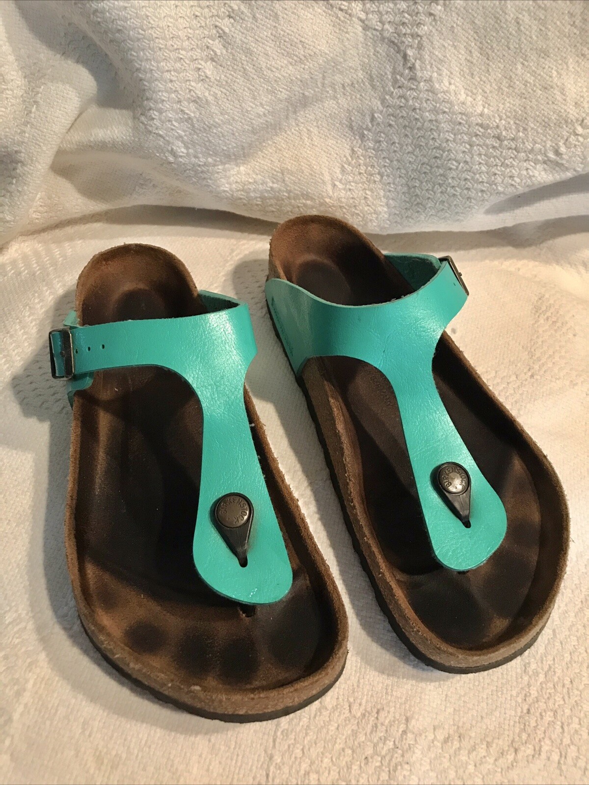 Birkenstock Gizeh Green Jade Leather Sandals Womens Size 9