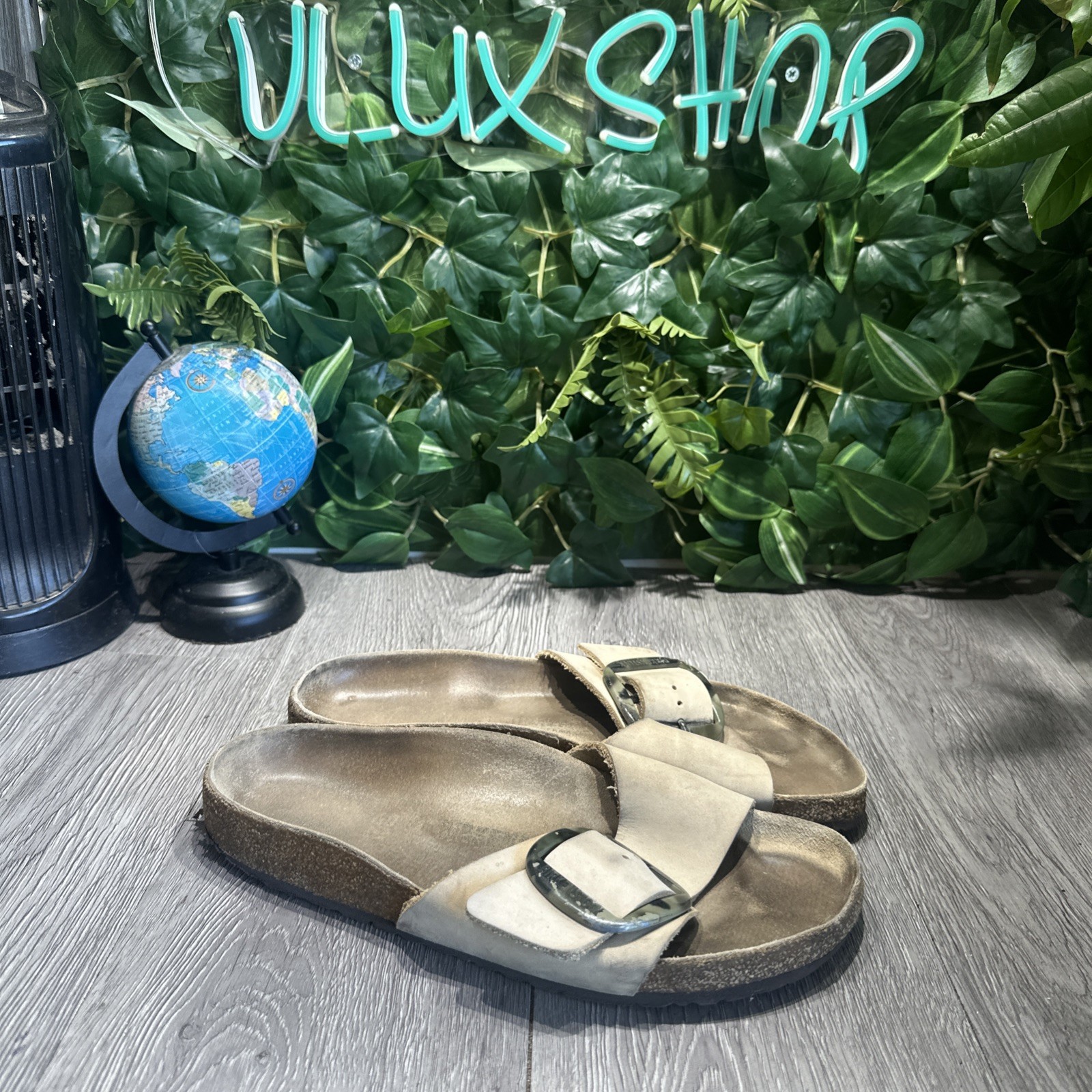 Birkenstock Madrid Big Buckle Camo Slide Sandal In Oiled Leather Size 40 US 9