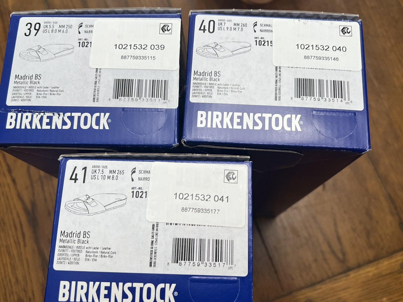 NIB Birkenstock Madrid BS Metallic Black #1021532 Sizes 8 – 9 – 10