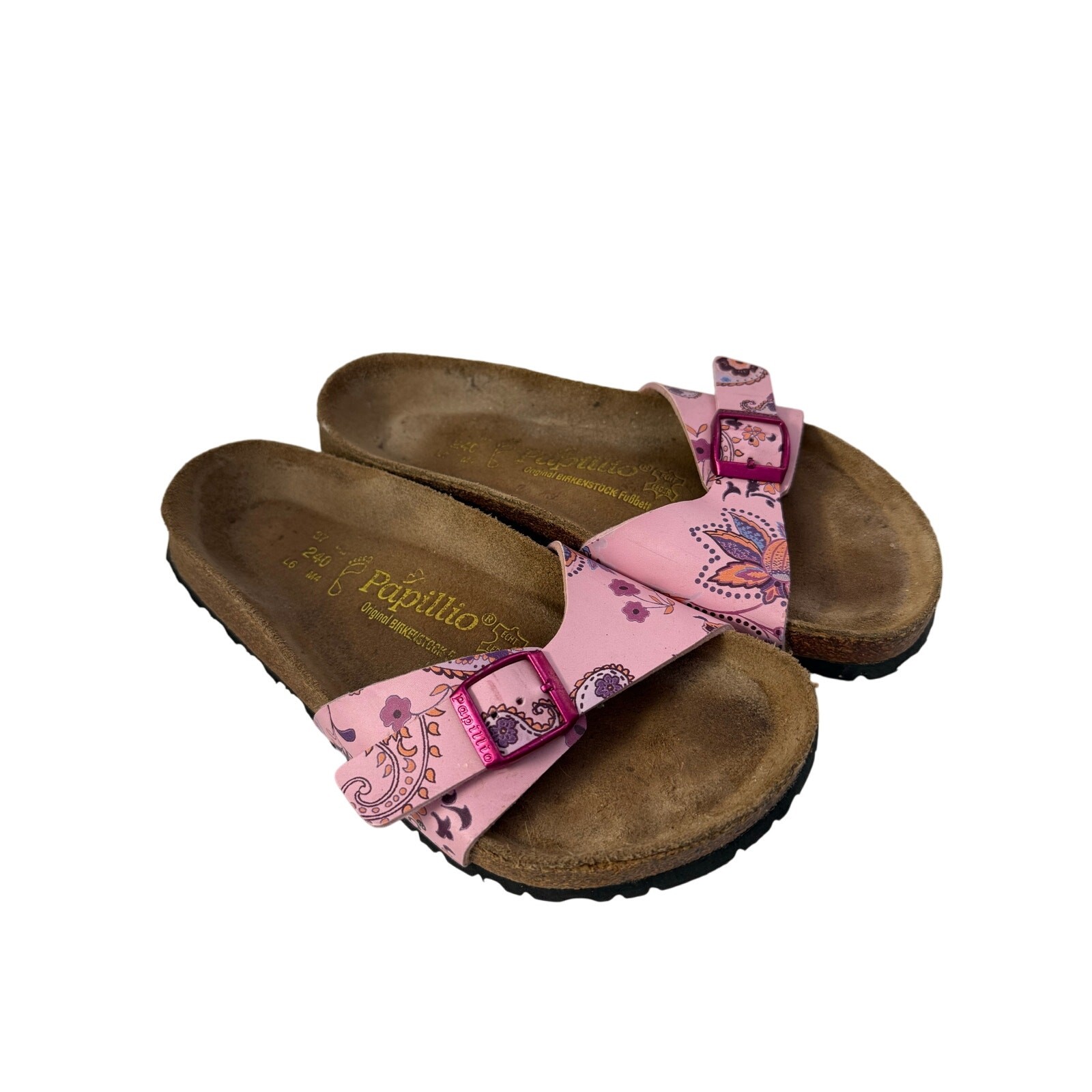 Birkenstock Papillio Pink Paisley Slip On Sandals Sz 37/6 GS