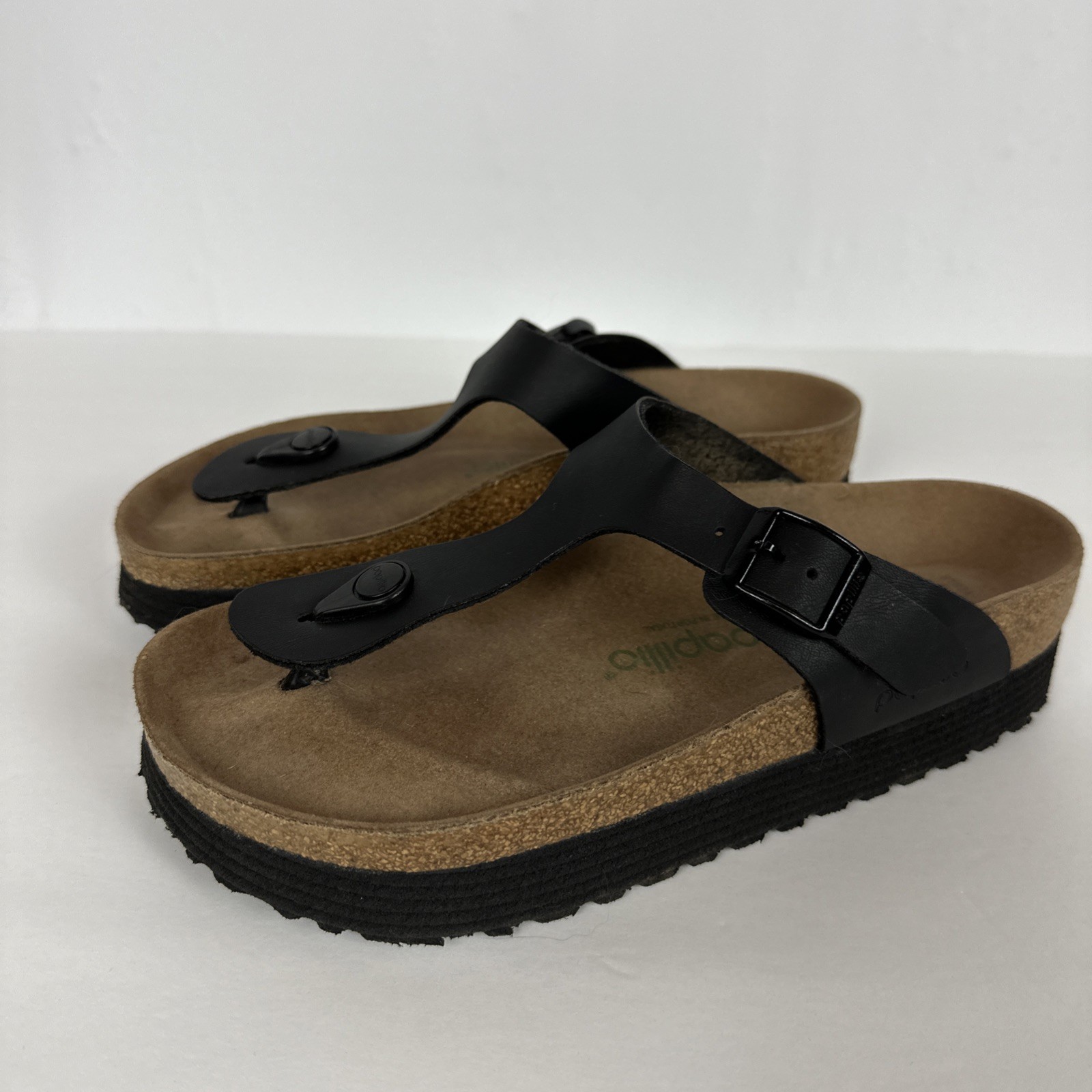 Birkenstock Papillio Gizeh Platform Sandal Womens Size 7-7.5 US 38 EU Black NICE