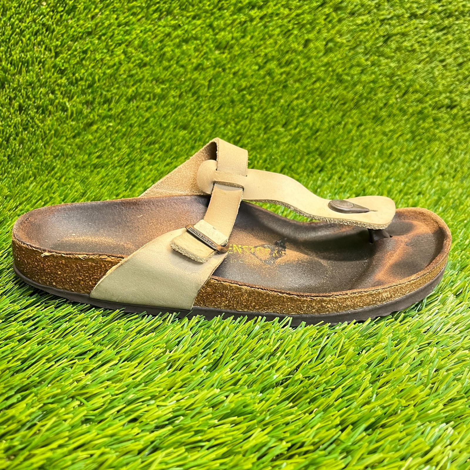 Birkenstock Gizeh Womens Size 8 Beige Brown Beach Walking Thong Sandals Shoes