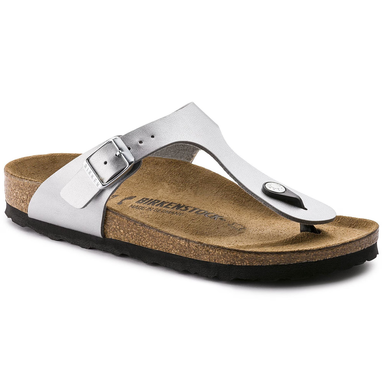 BIRKENSTOCK Gizeh Birko-Flor Metallic Silver Birko Flor 41 (US Women’s 10-10.5)