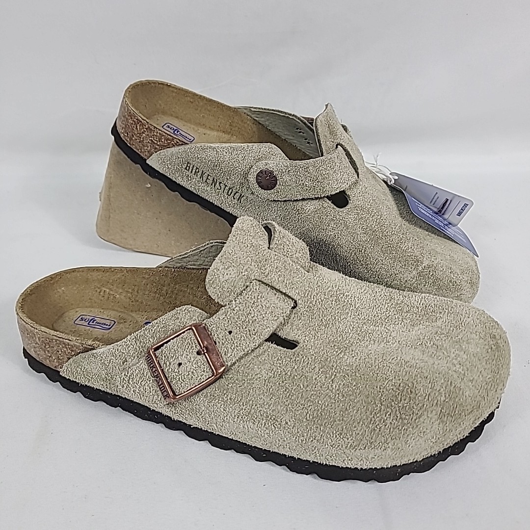 NEW Birkenstock Boston BS Leather Suede Soft Footbed Taupe Sz 38, US W7, M5