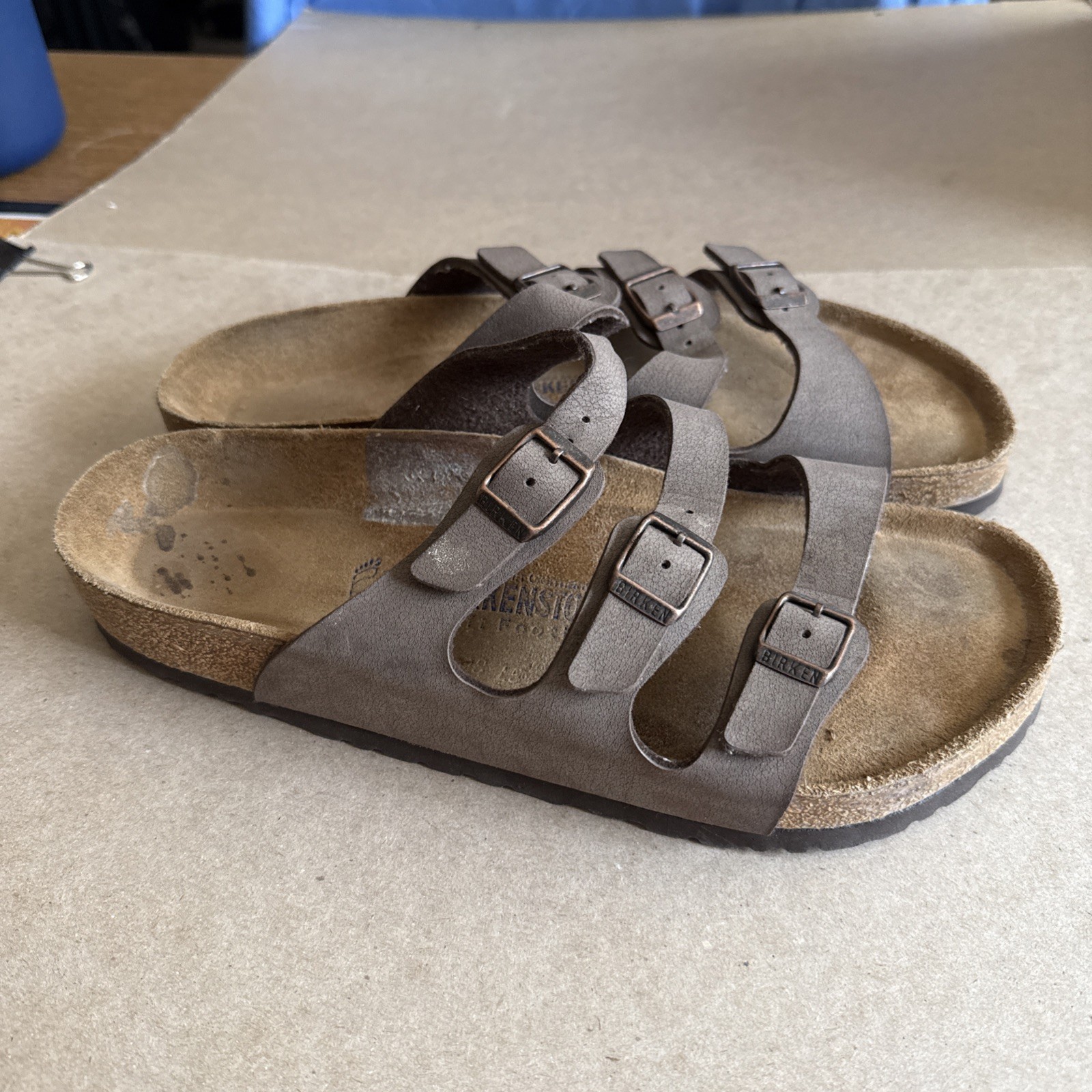 Birkenstock Florida Birkibuck Regular Width Soft Footbed Brown EU42 – Preowned