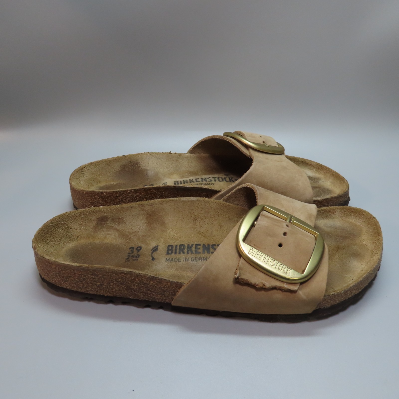 Birkenstock Madrid Big Buckle Sandcastle Nubuck Sandals 39 / 8  /Narrow (READ)