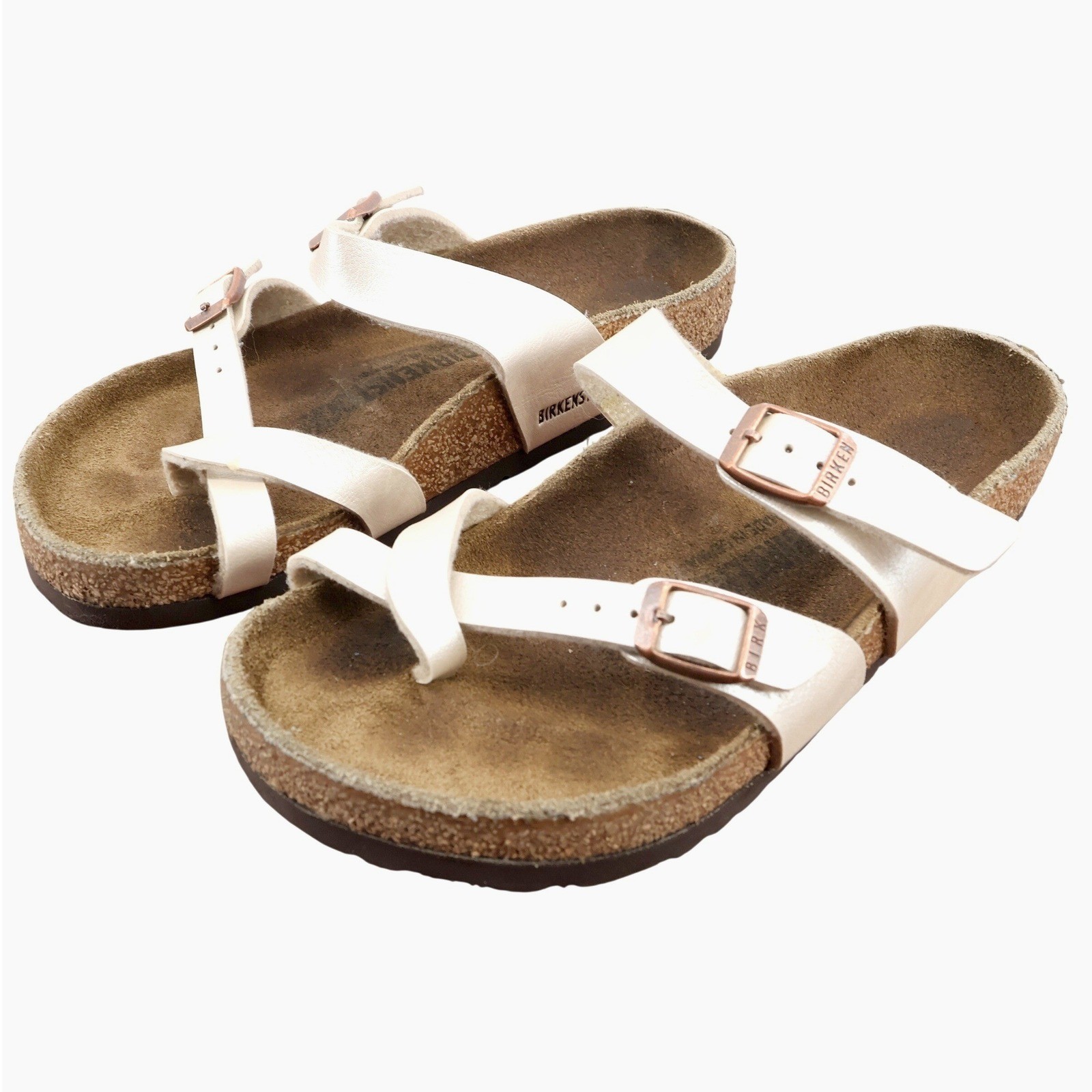 Birkenstock Gizeh Metallic Pearl Toe Loop Sandals Cork Women’s Size 37 6.5
