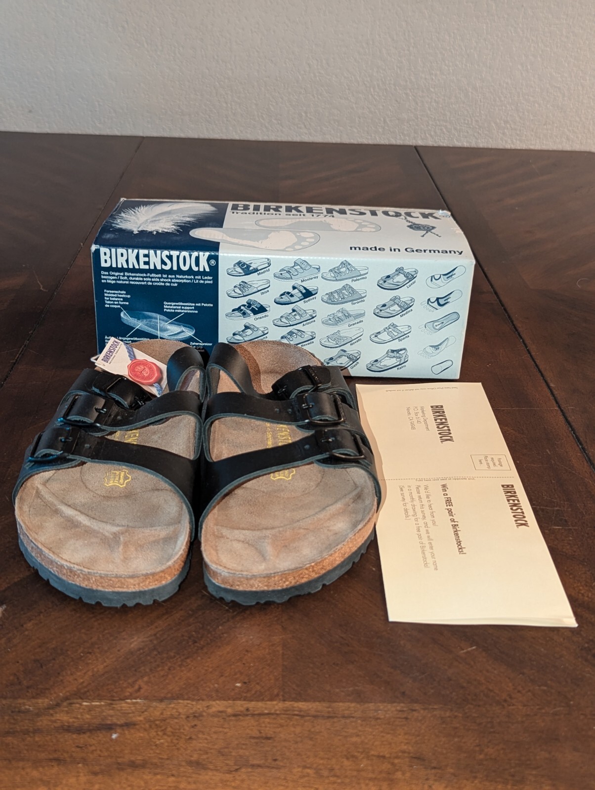 Birkenstock Florida Men’s Size EUR 43 US 10 Birko-Flor Sandal Black Vintage