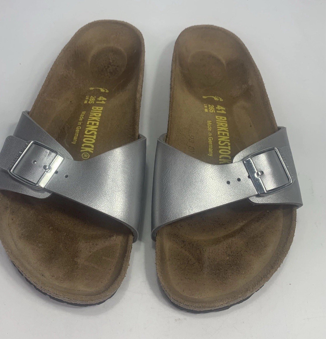Birkenstock Madrid Slide Sandals Silver Women’s Size EU 41 – US 10 EUC