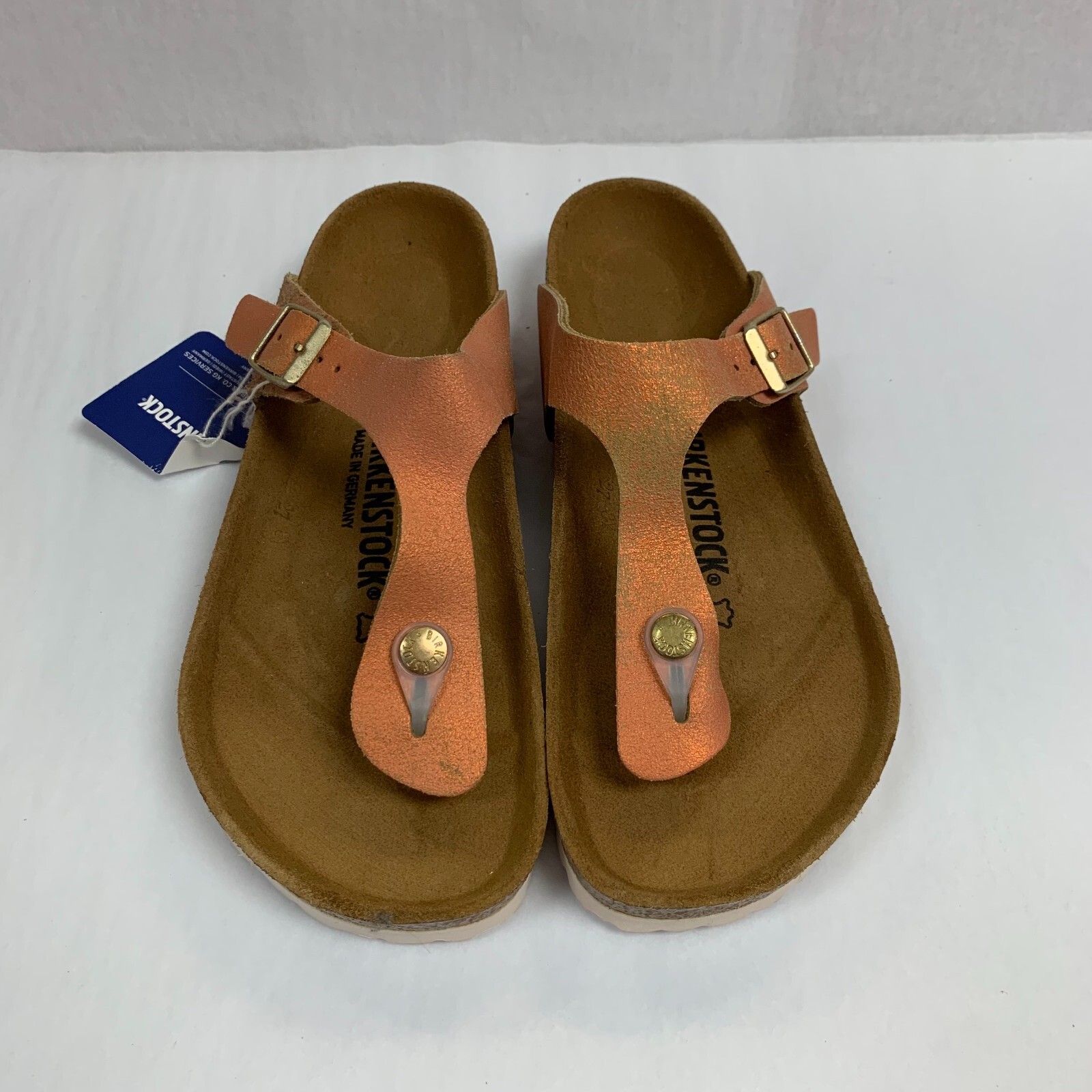 Birkenstock New w/ Box Gizeh Washed Metallic Sea Copper Suede Reg Select Size