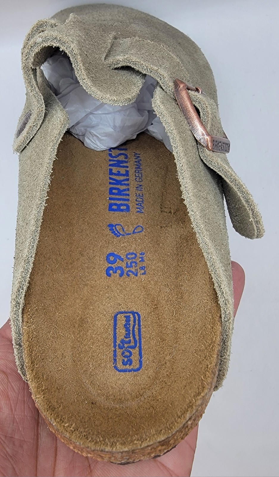 Birkenstock Boston Bs Leather Suede Soft Footbed Taupe Color Regular Wide