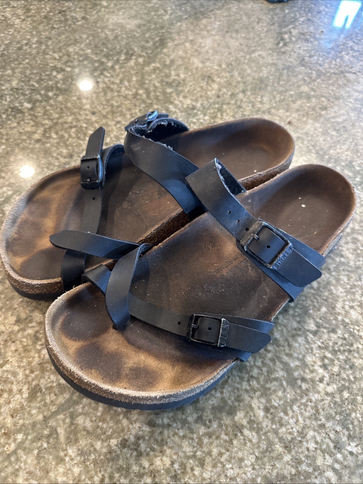 Birkenstock Mayari Black Leather Sandals Buckle Strap Women 37 – Sz 6