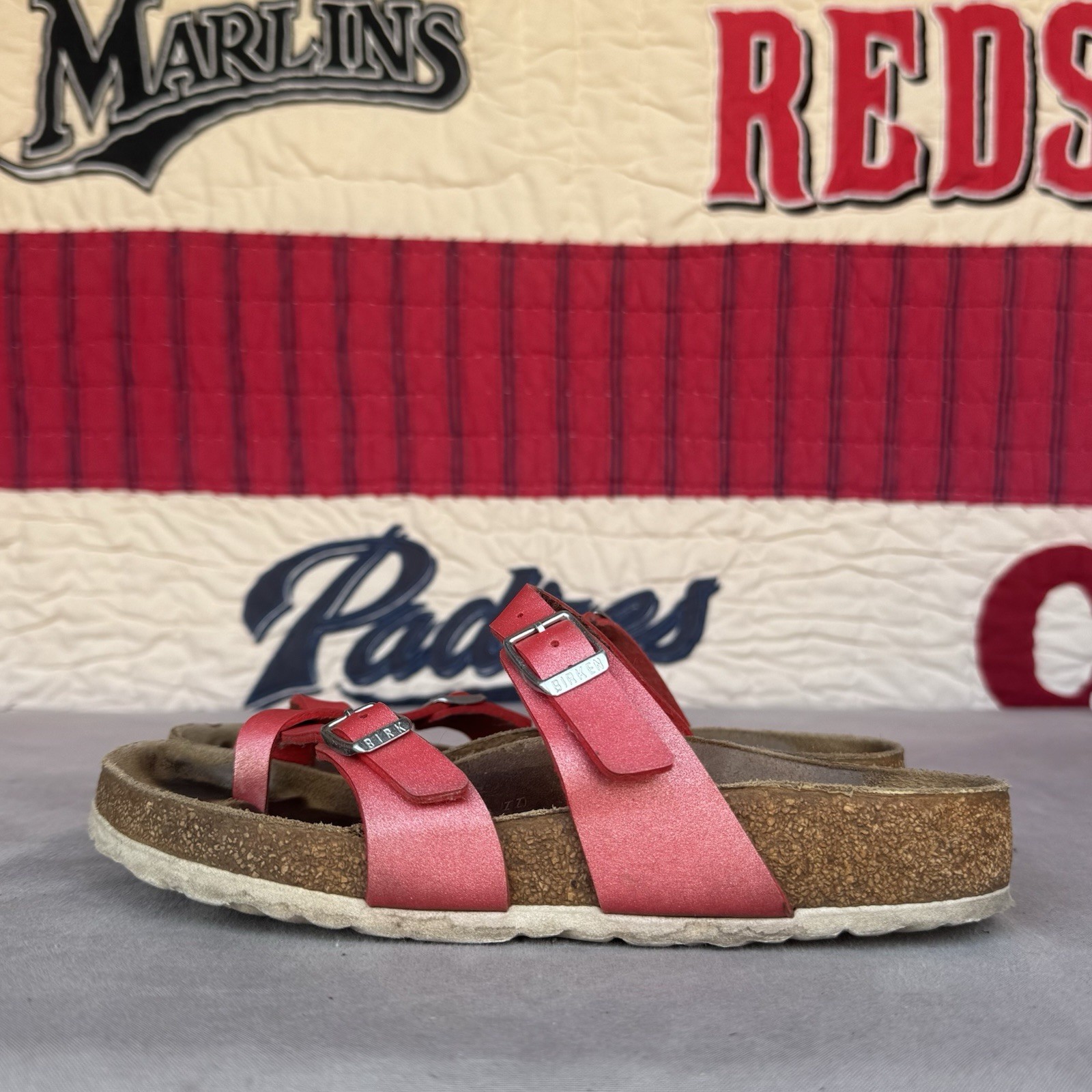 Size 38/W7 – Birkenstock Mayari Icy Metallic Poppy Birko-Flor Regular