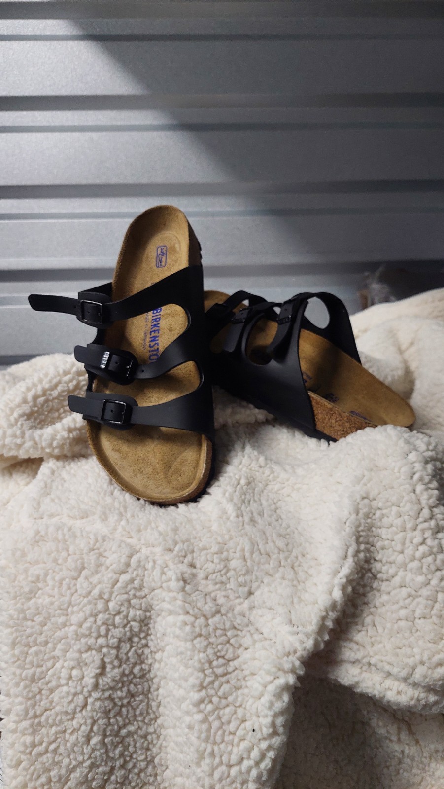 Birkenstock  Florida Leather 3-Strap Sandal; Black, Size 40 Ladies 9 Men 7