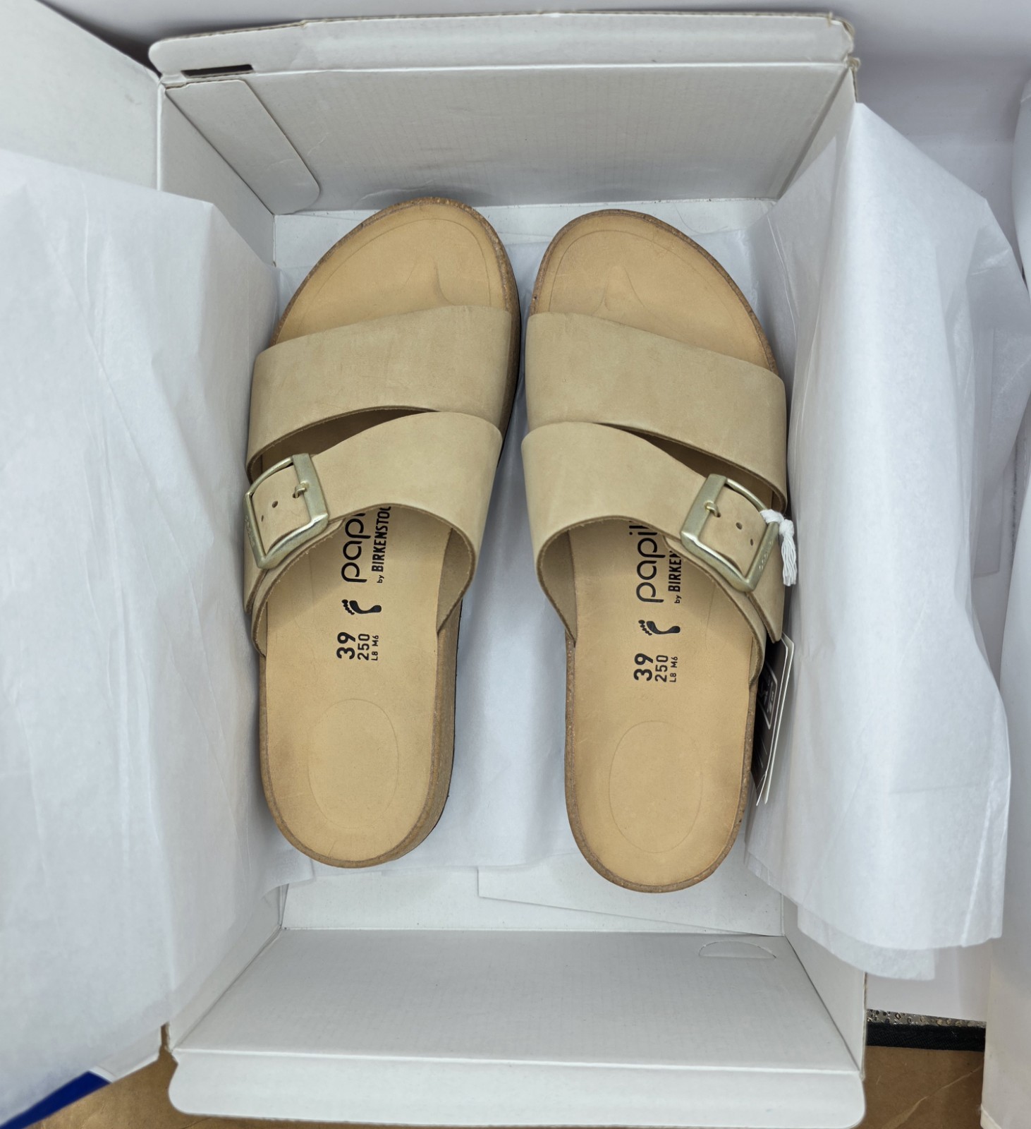 Birkenstock /papillio Almina Nubuk Leather Sandcastle Color Narrow