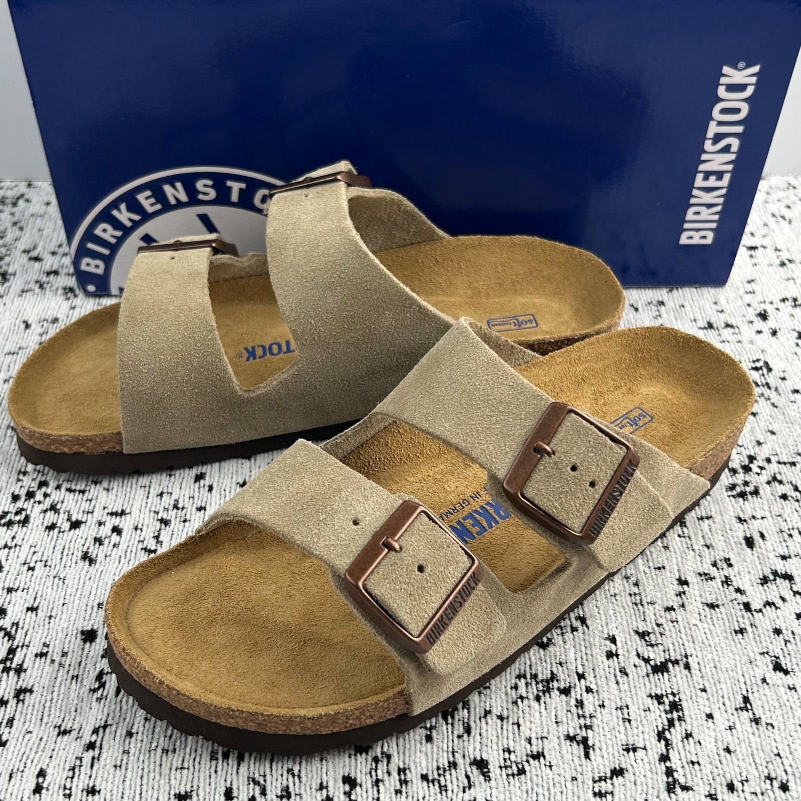 Birkenstock Arizona Taupe Suede Soft Footbed Sandals Women’s Shoes Wide/Narrow