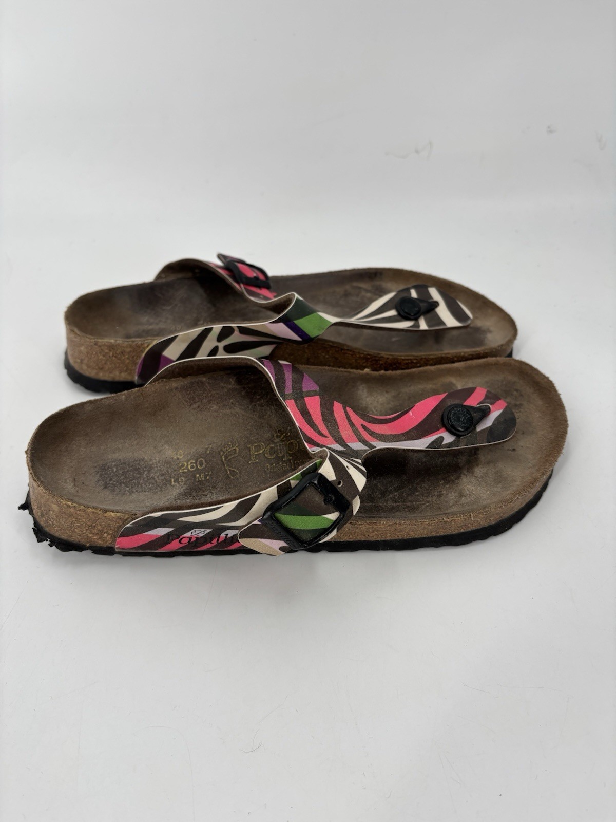 Papillio Birkenstock Gizeh Sandals Womens 40 Multicolor Zebra Open Toe Casual