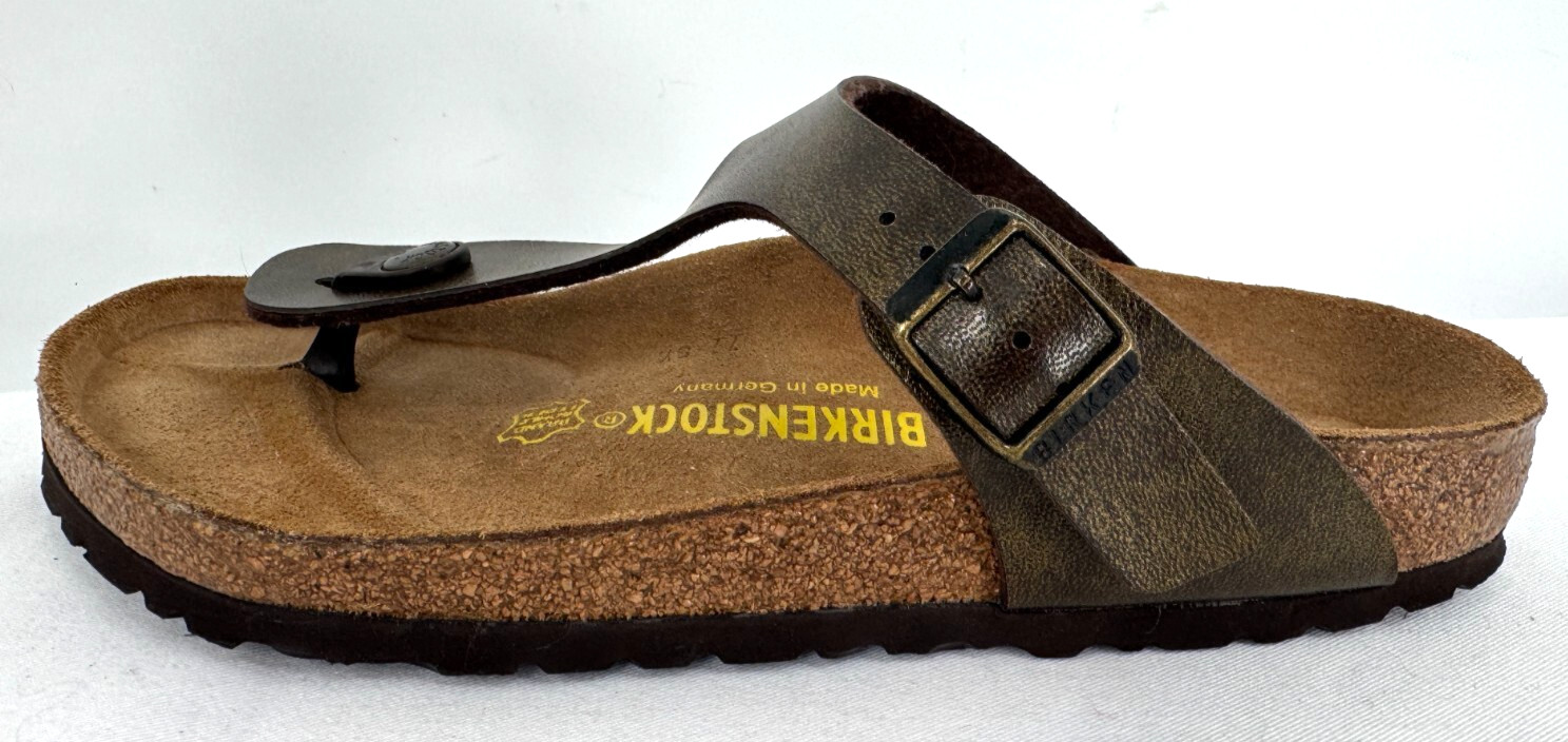 $300 New Birkenstock Gizeh Tobacco Brown Oiled Leather Ortho Sandals Shoes Sz 38