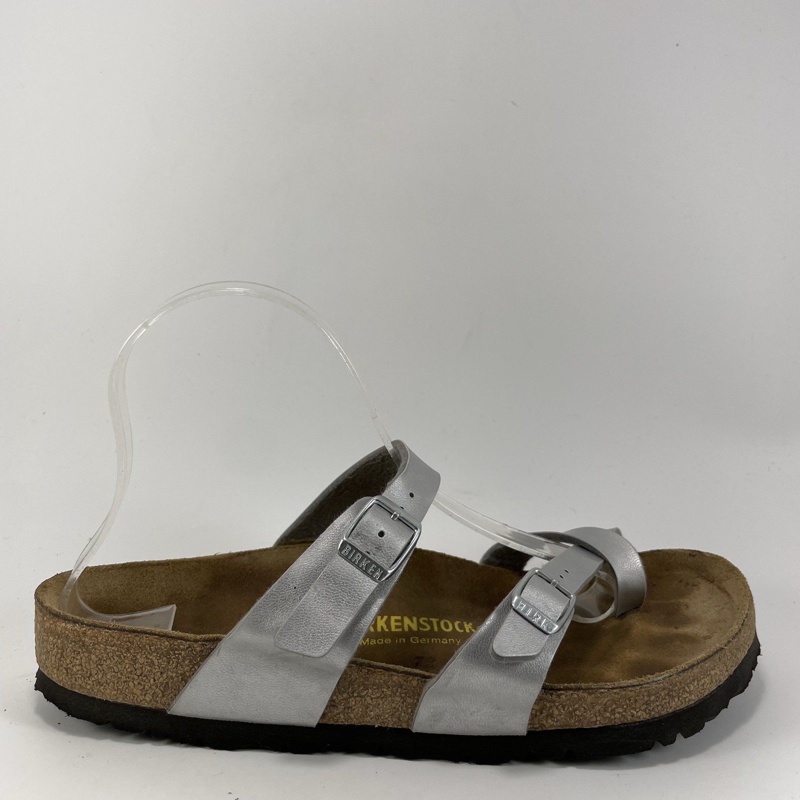 Birkenstock Mayari Sandals Womens Size 39, 8-8.5 Narrow Silver Toe Loop Slides