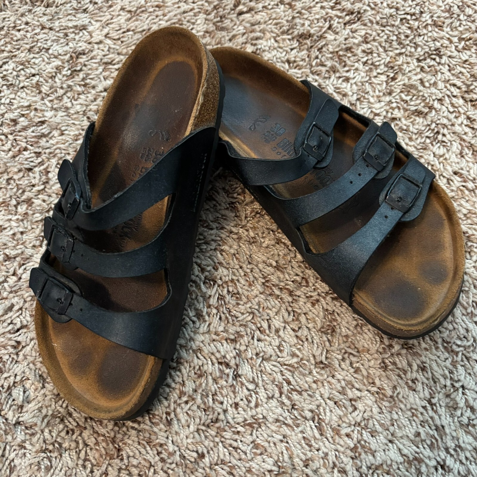 Birkenstock Florida Sandals Women’s 38 Black Soft Footbed Leather US Size 8-8.5