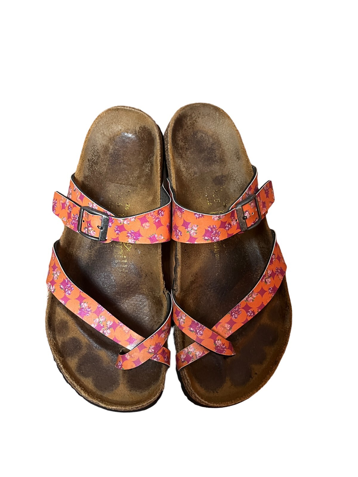 Birkenstock Papillio Womens Tabora Flat Sandals Tendril Brown Gold Size US7.5