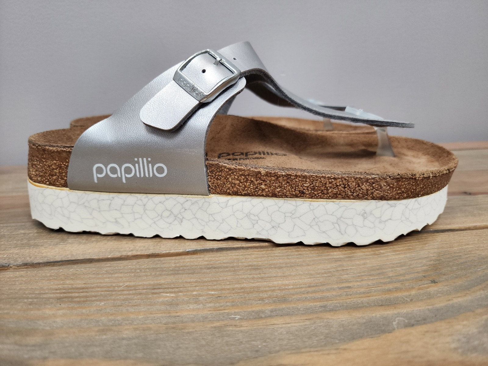 Birkenstock Papillio Gizeh Platform Sandals Silver Women’s US 8