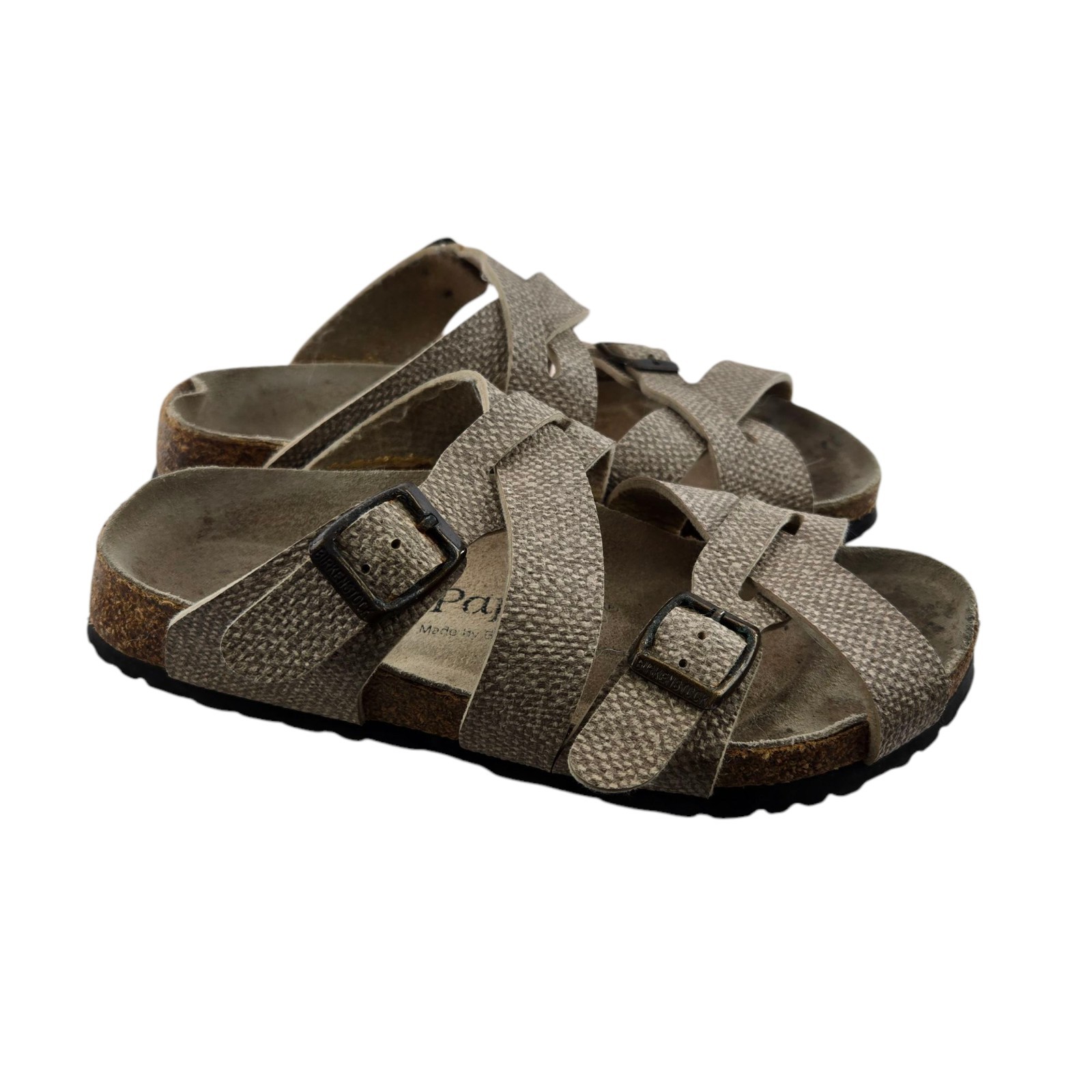 Birkenstock Papillio Sandals Size 36 5 5.5 Slip On Tweed Tan Beige Comfort Hippy