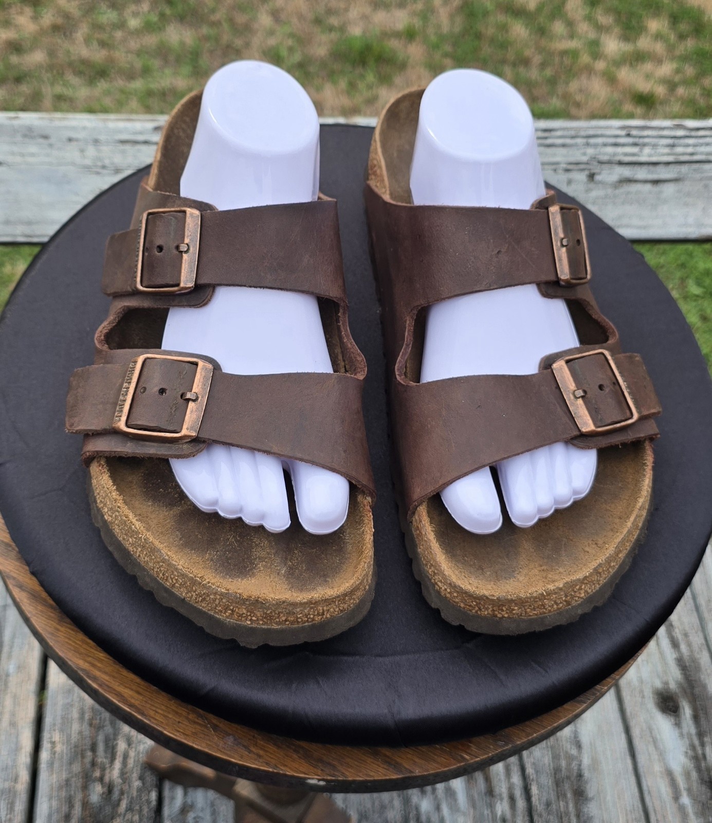 BIRKENSTOCK Arizona Mens Brown Leather Sandals Size 44 or US 11