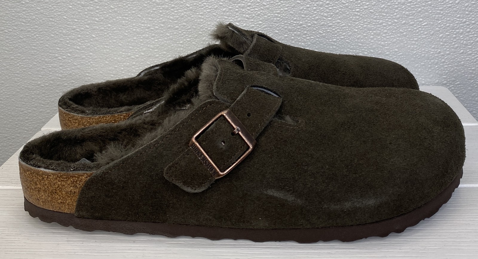 Birkenstock Boston Shearling Lined Clogs Mens Size 12 Suede Mocca Casual Slip On