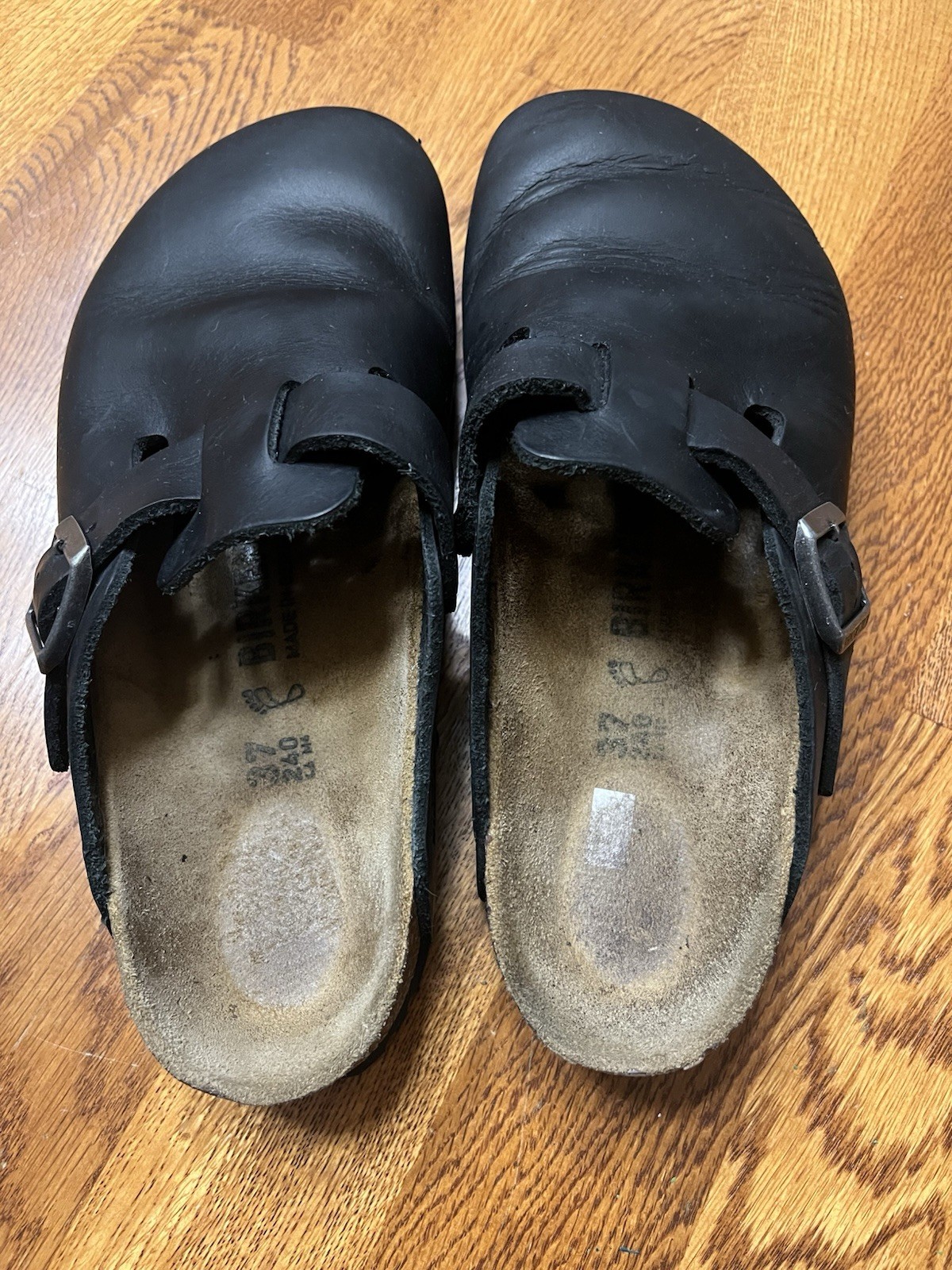 Birkenstock Boston Clogs Black Oiled Leather Size 37 Women’s 6.5