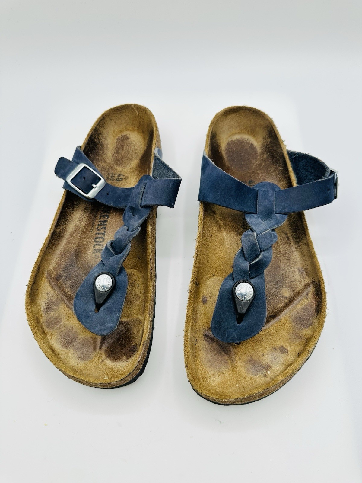 Birkenstock Gizeh Braided Blue Leather Sandal Women Sz 40/ L9 M7