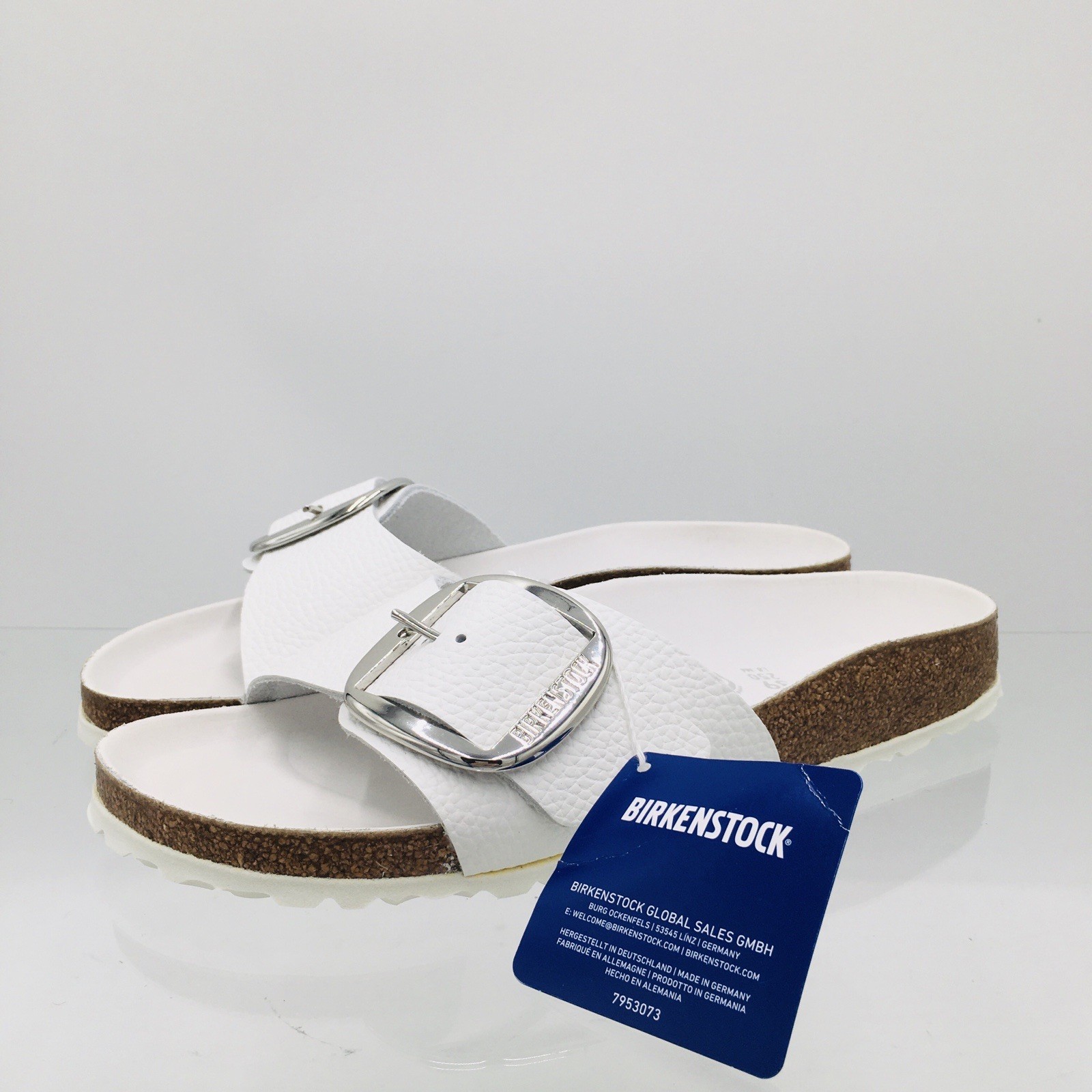 Birkenstock Madrid Big Buckle White Leather Women’s Size EU 39 US 8-8.5 Narrow
