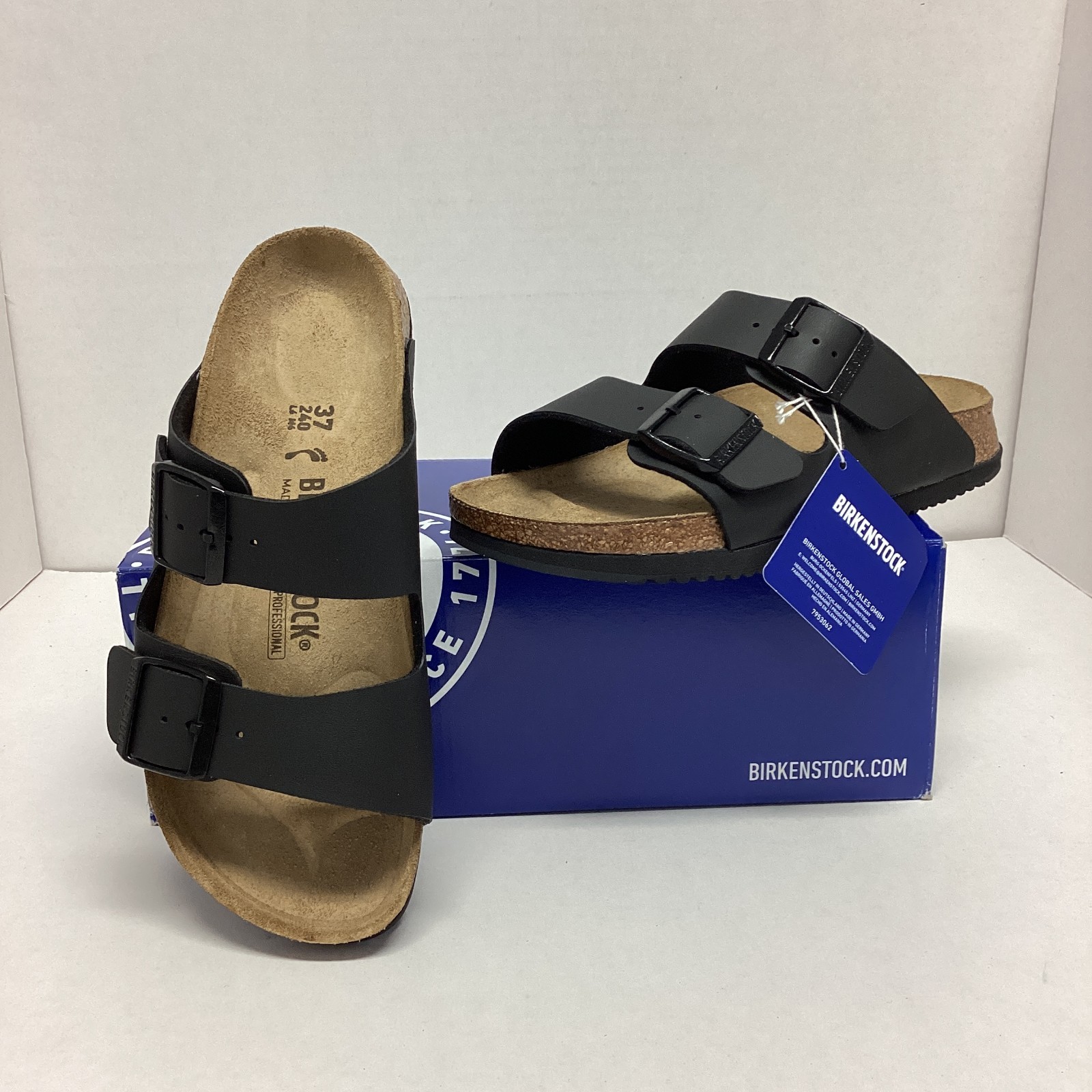 Birkenstock Arizona PROF Birko-Flor Unisex Sandals Narrow Fit in Black, EU 37(4)