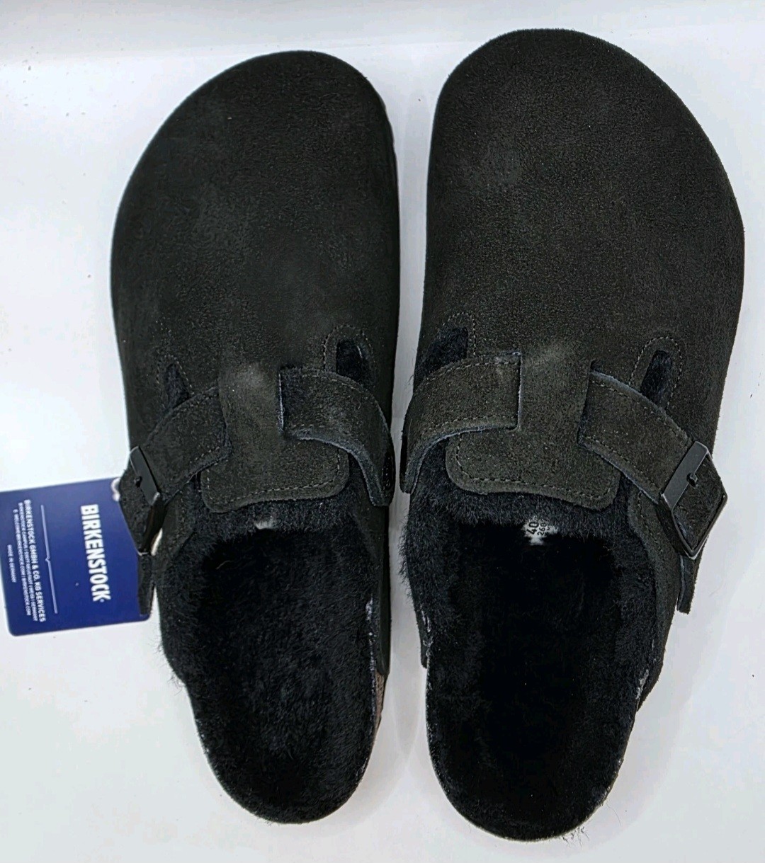 Birkenstock Boston Shearling Leather Suede Black Color Regular Wide