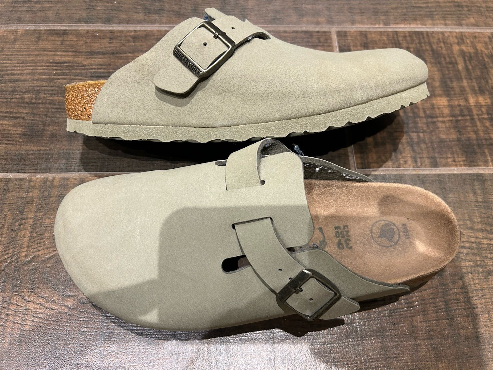 BIRKENSTOCK Boston Soft Footbed Suede Leather Taupe Size 39 250 New