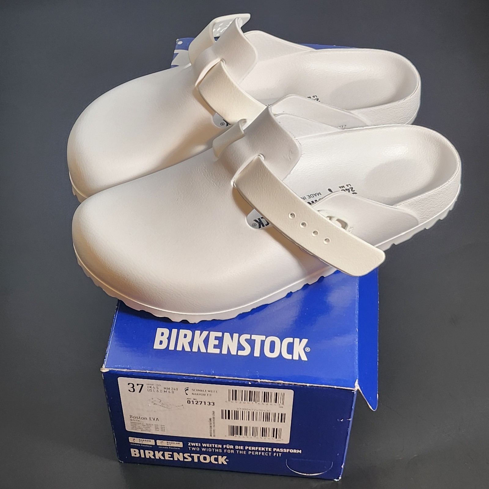 New in Box Birkenstock Women Boston Eva Ivory Mules EUR 37