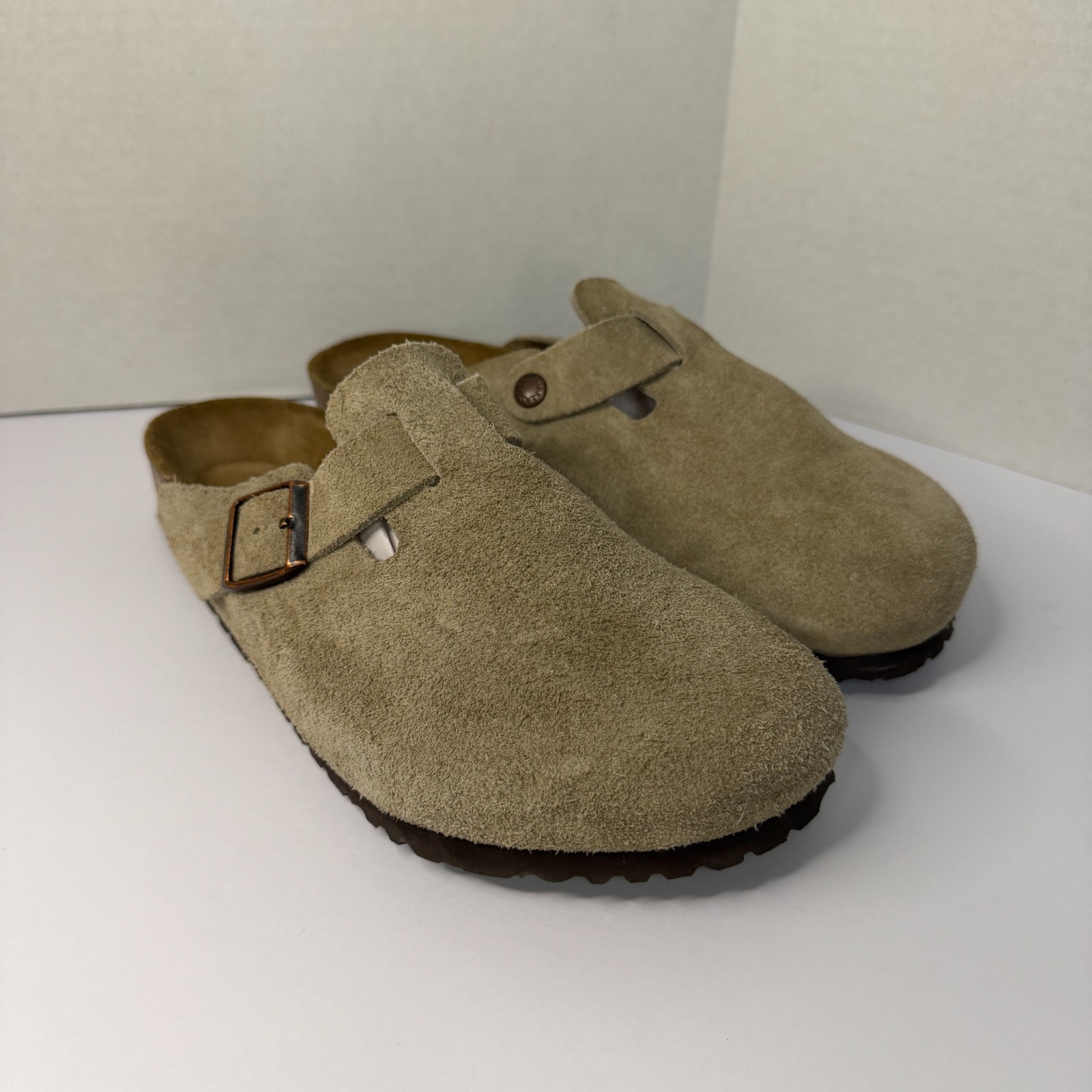 Birkenstock Boston Suede Solid Cork Footbed Pre-2017 Taupe 42 New without Box