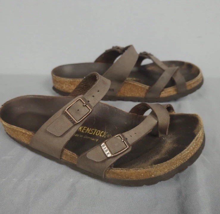 Birkenstock Mayari Sandals Women’s 38 Brown Comfort Footbed Slides Leather Used