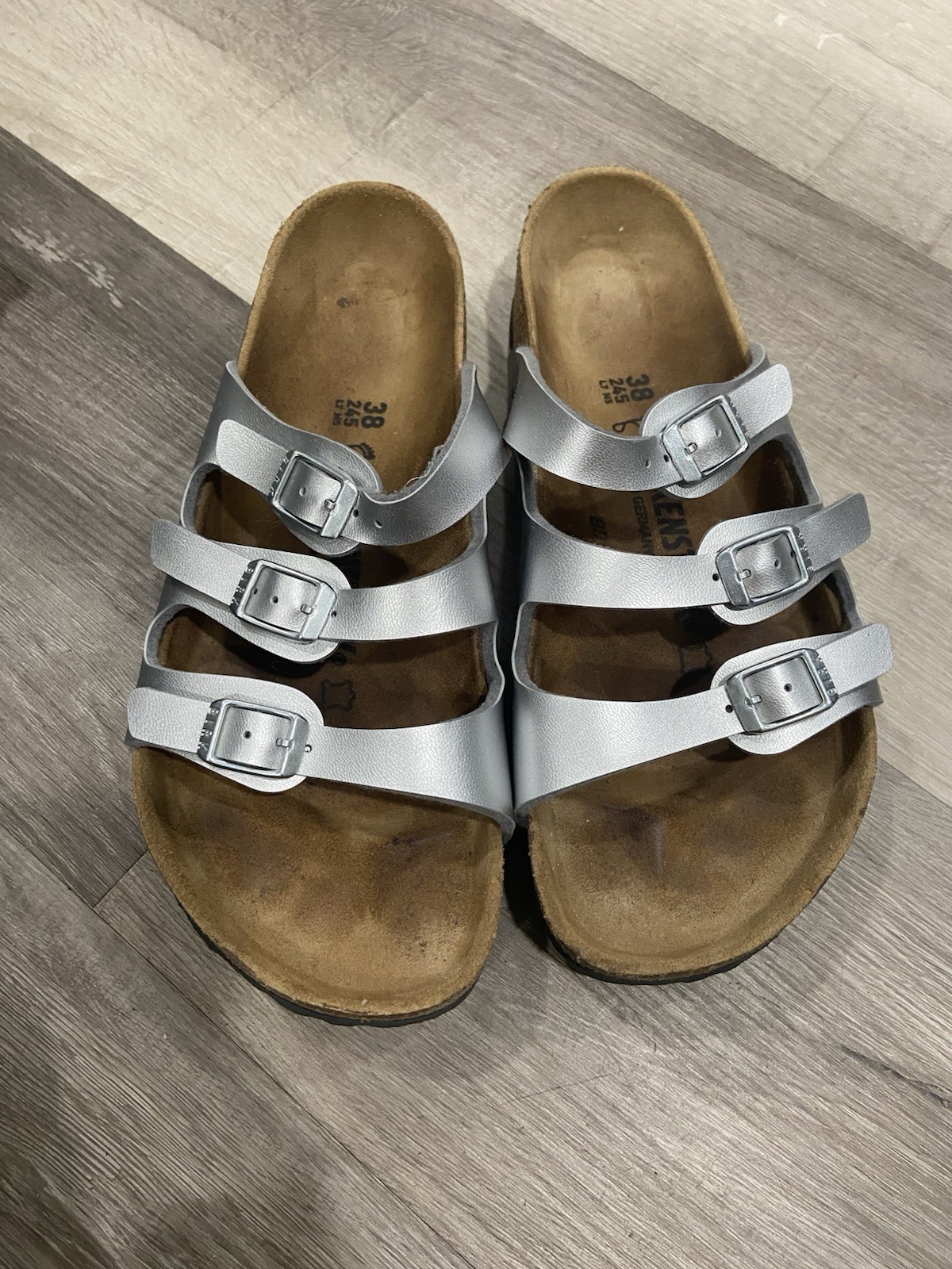 Birkenstock FLORIDA Slide Sandals Silver BIRKO-FLOR Size EU 36 Regular Fit