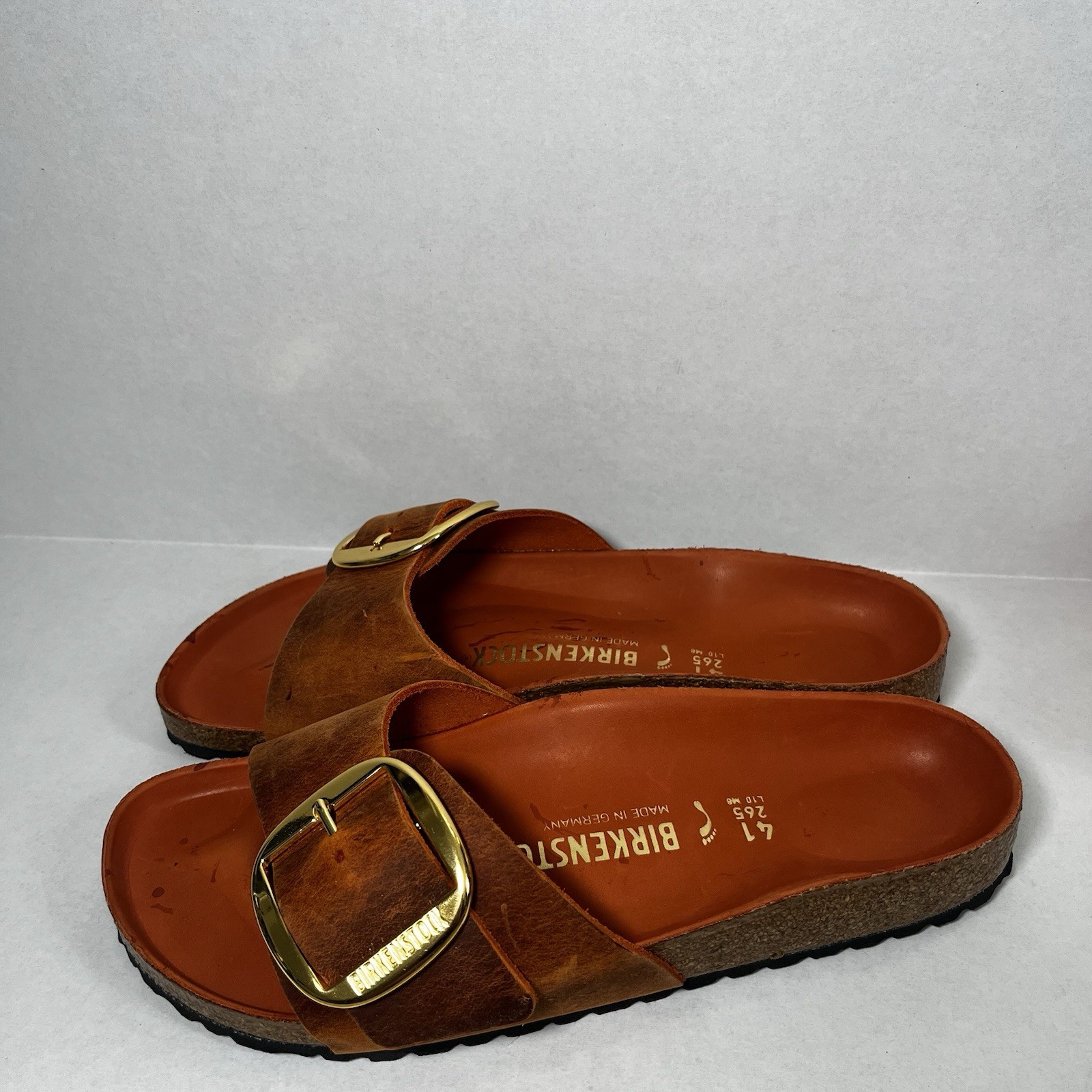 BIRKENSTOCK Madrid Big Buckle Orange Leather Sandals 41