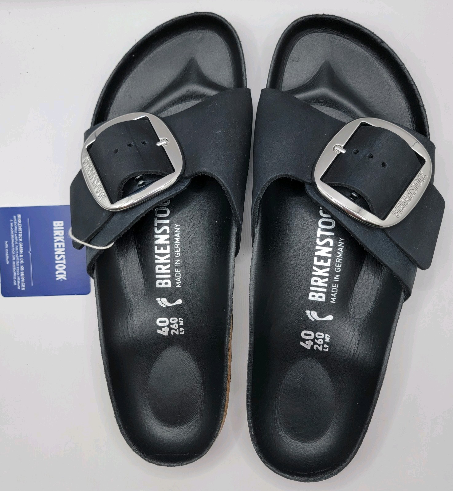Birkenstock Madrid Big Buckle Natural Leather Black Color Narrow