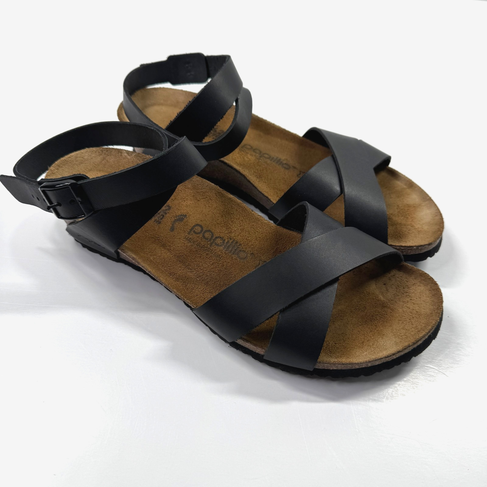 Birkenstock Papillio Lola Low Wedge Sandals Strappy Black Womens Size 42 US 11
